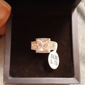 Sterling silver Princess cut 925 engagement ring